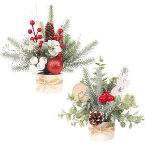 Small Mini Tabletop Christmas Tree,12" Artificial Little Potted for Christmas De